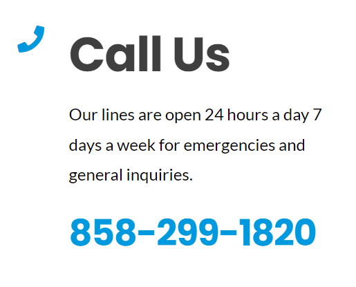 Call us for Emergency Plumbing and Flooding Services at 858-299-1820